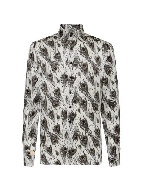 Billionaire Flavio peacock-feather print shirt
