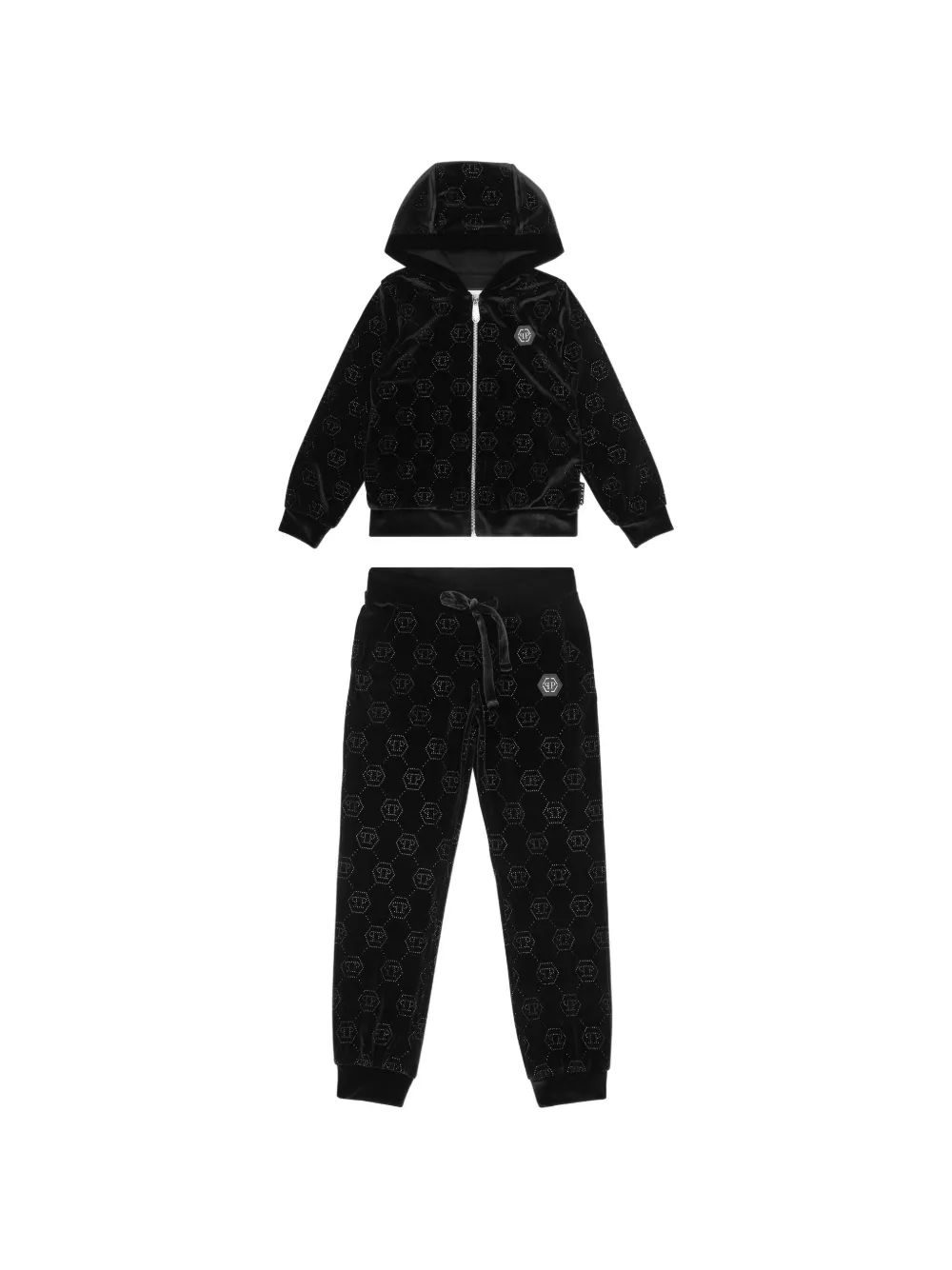 Philipp Plein Junior strass-monogram tracksuit set - Nero