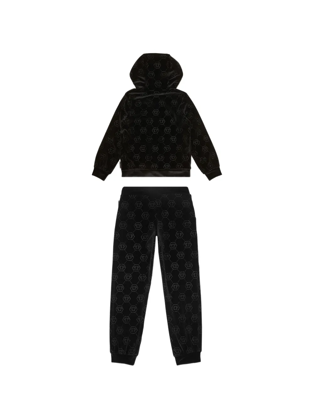 Philipp Plein Junior Trainingspak met stras en monogram Zwart