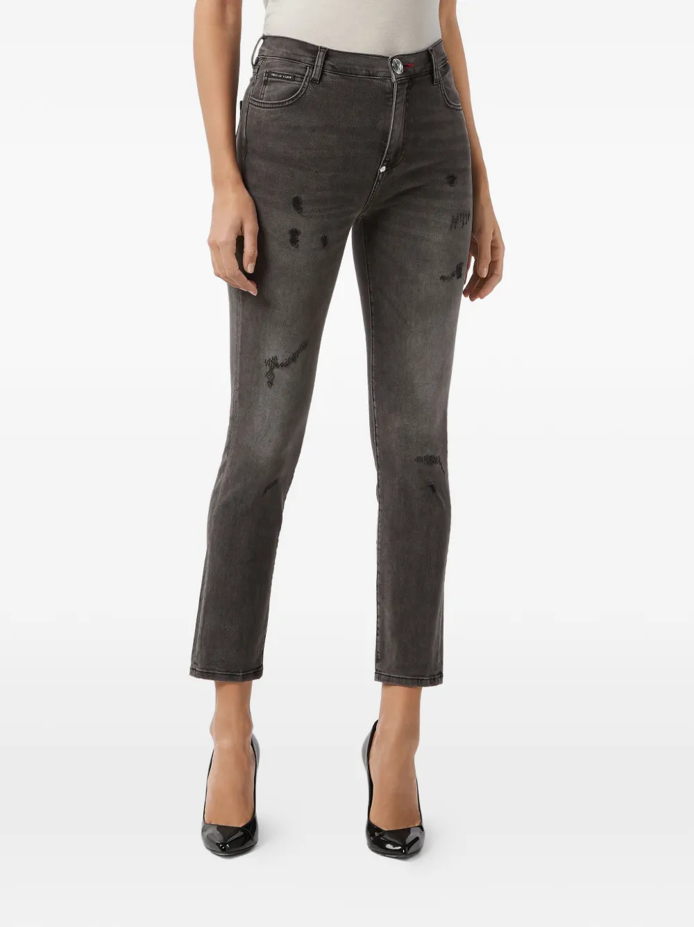 Philipp Plein Jeans met gescheurd effect en zak Grijs