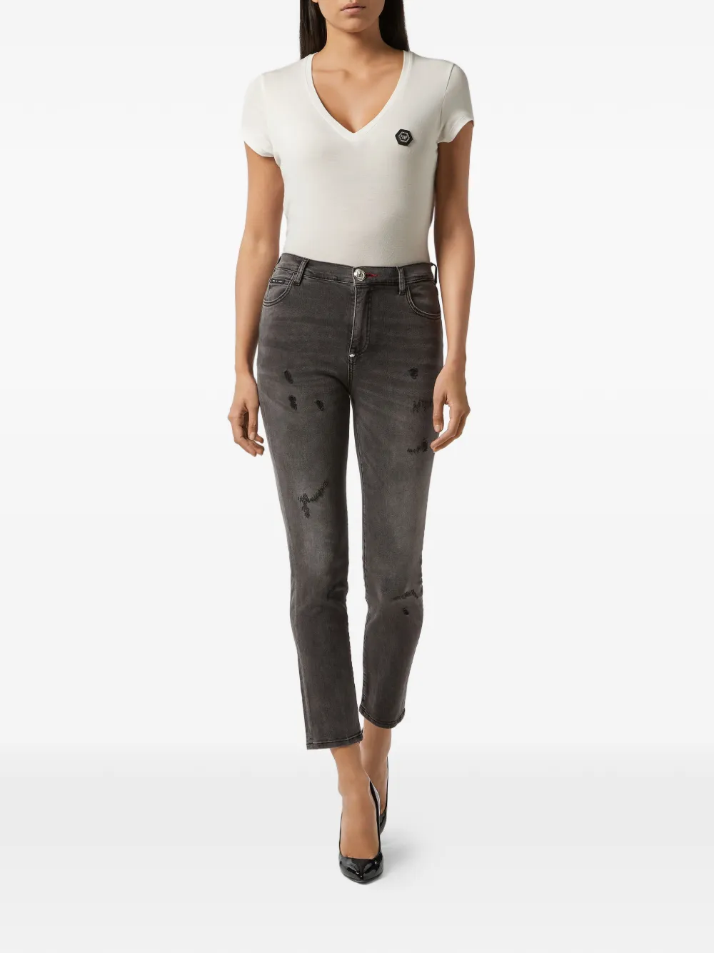 Philipp Plein Jeans met gescheurd effect en zak Grijs