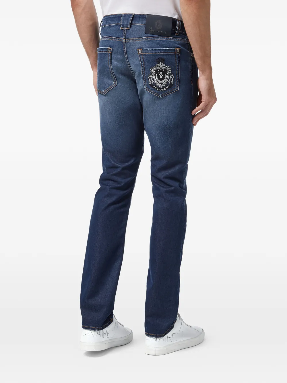 Billionaire Straight katoenen broek met gerafeld detail Blauw