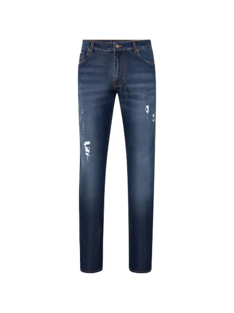 Billionaire distressed-detailing straight-leg cotton trousers