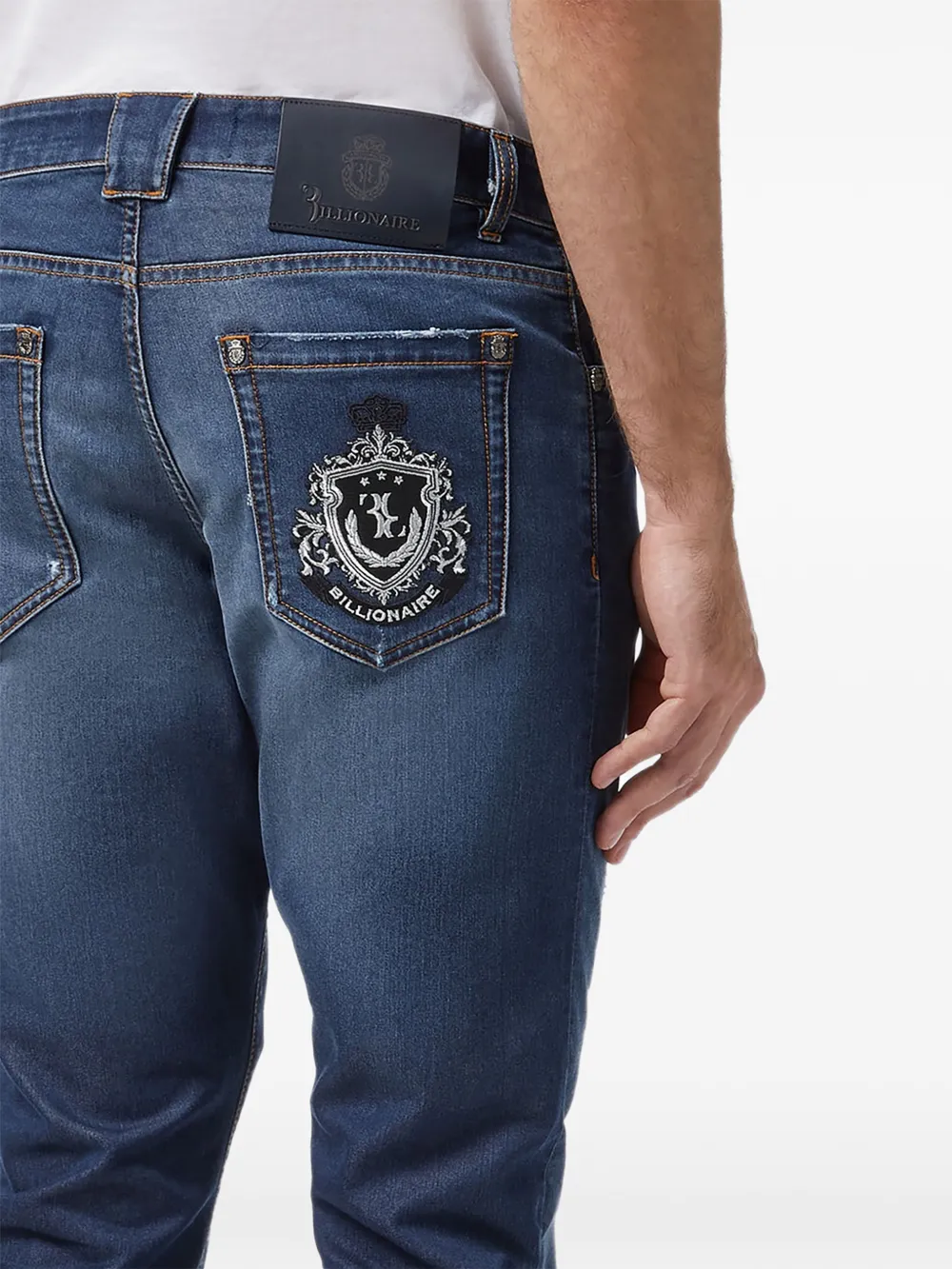 Billionaire Straight katoenen broek met gerafeld detail Blauw