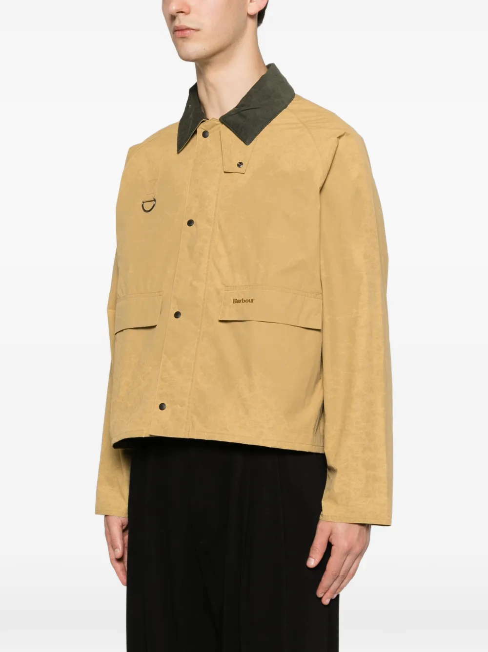 Barbour Spey jack met ribfluwelen kraag en logo-print Beige