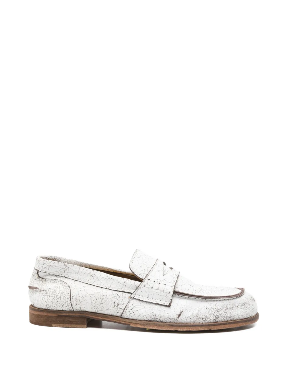 Fratelli Rennella Crackle-effect Leather Loafers In White