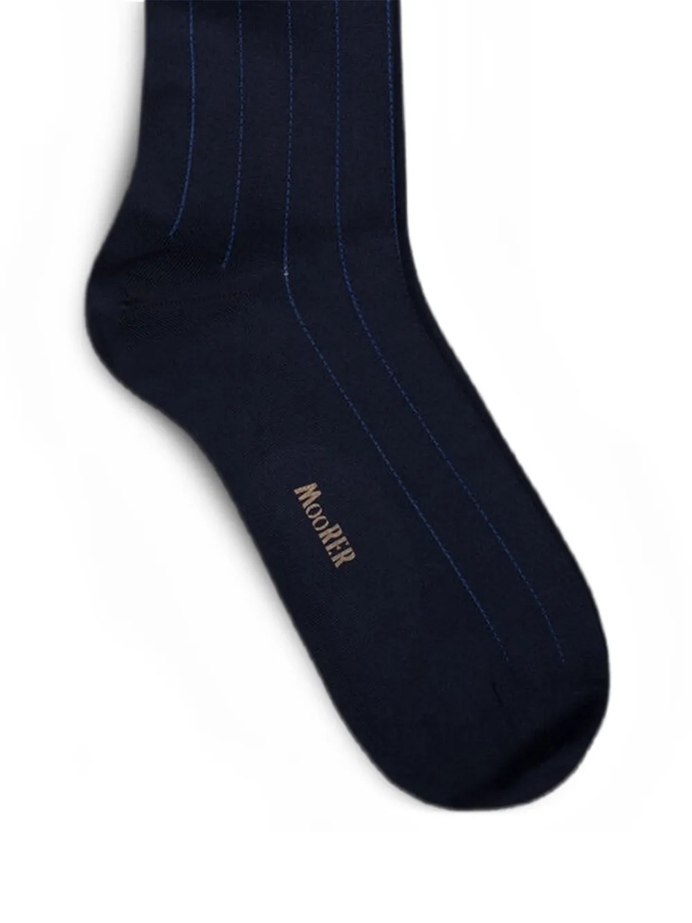 Moorer Geribbelde gestreepte sokken Blauw