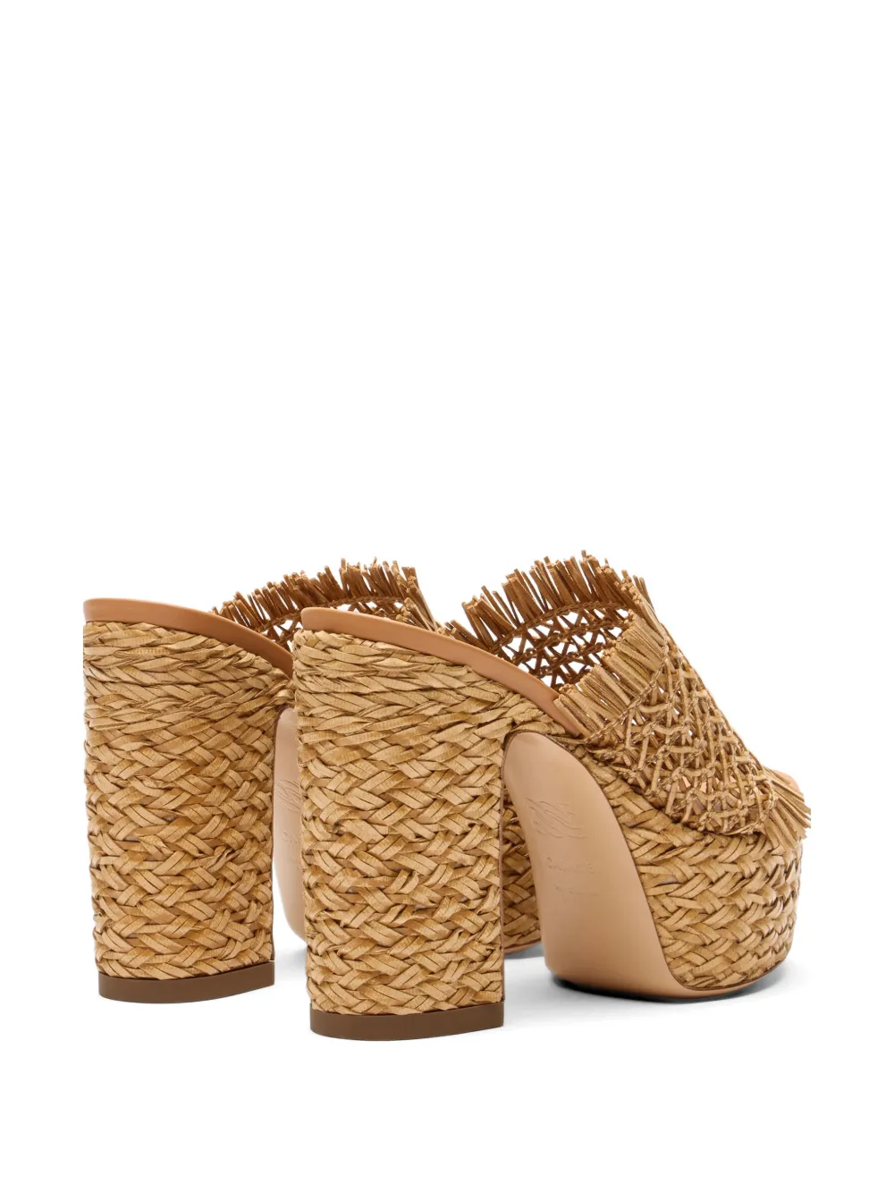 Casadei Madagascar fringed platform pumps Beige