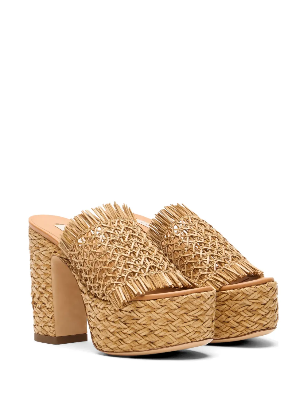 Casadei Madagascar fringed platform pumps Beige