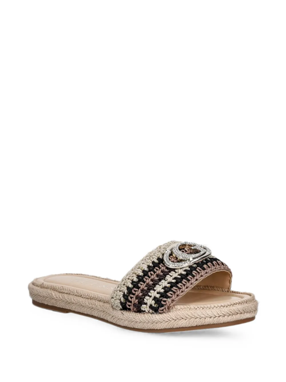GUESS USA Kaylis logo-plaque woven sandals Beige