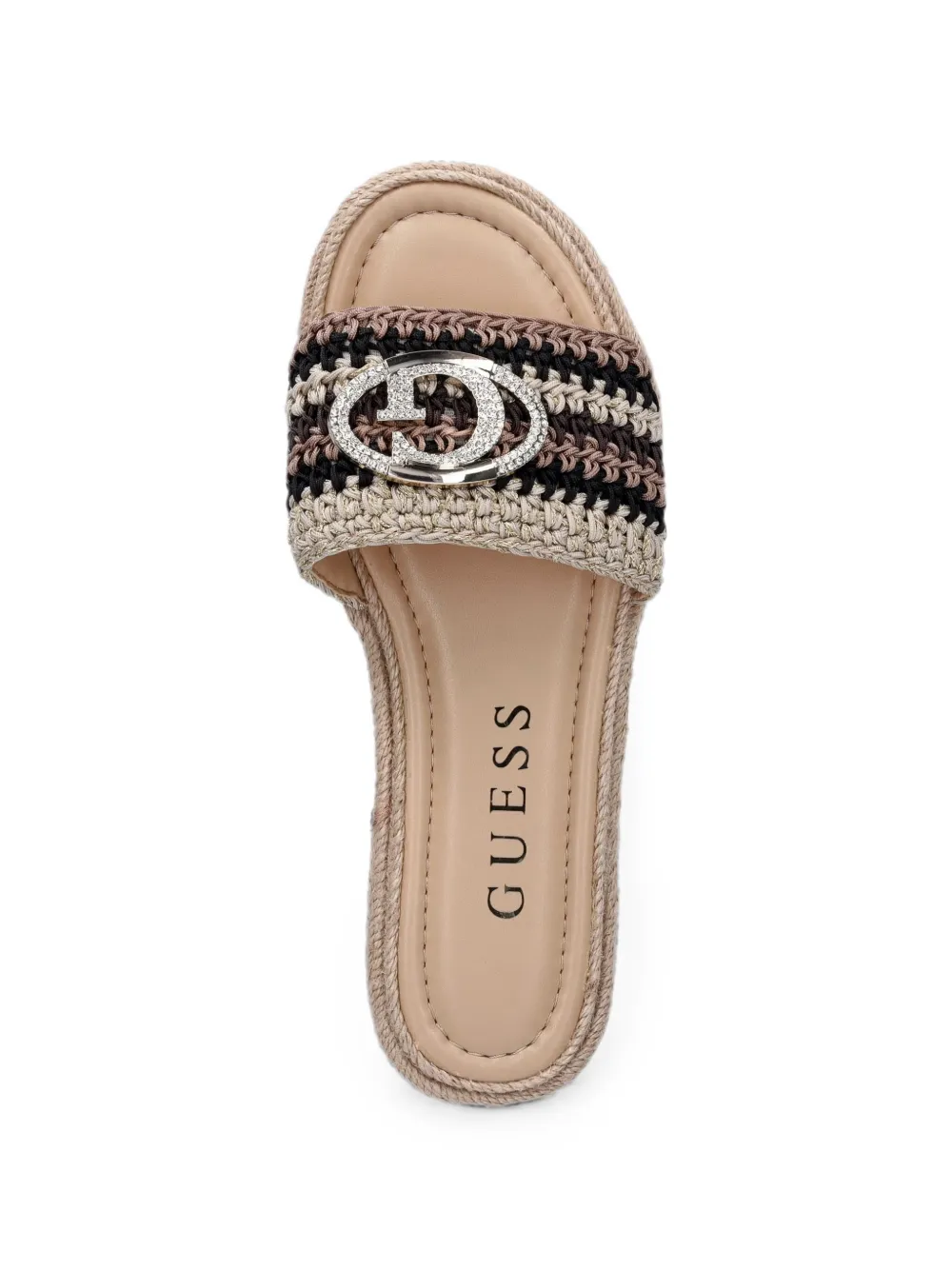 GUESS USA Kaylis logo-plaque woven sandals Beige