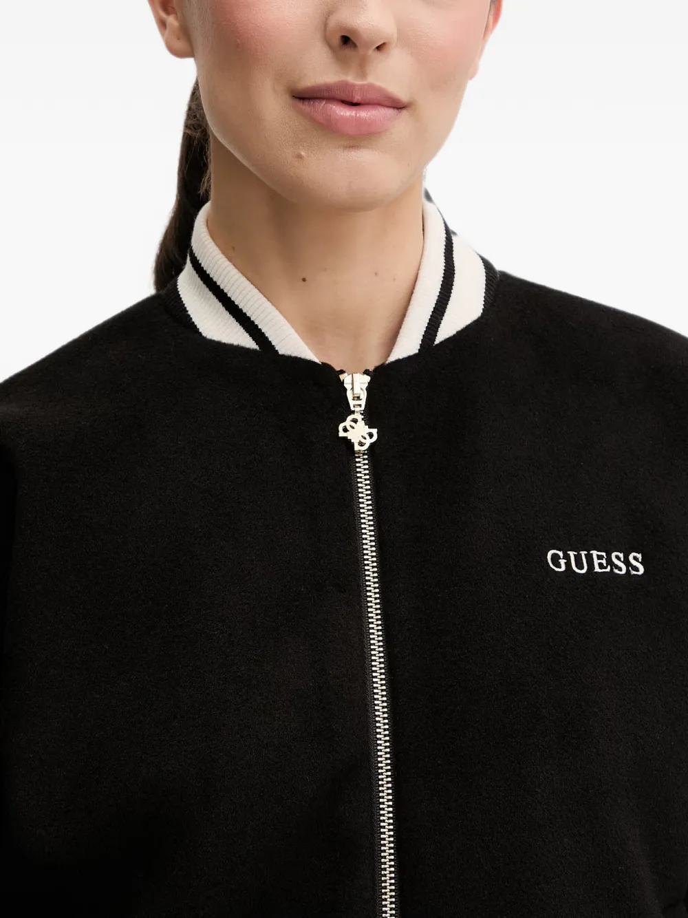 GUESS USA Jack met geborduurd logo en gestreepte afwerking Zwart