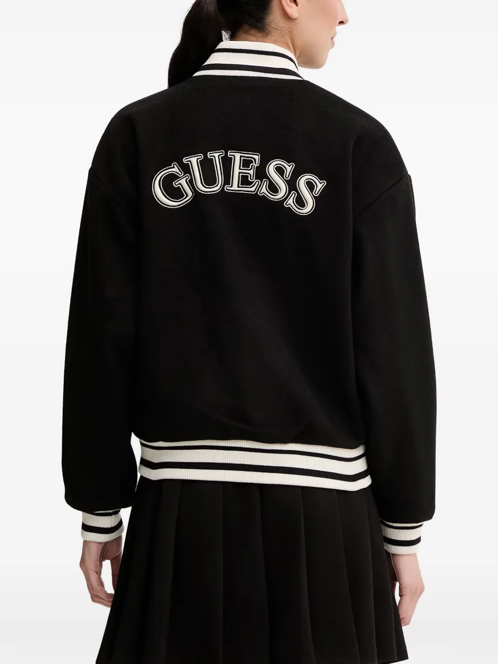 GUESS USA Jack met geborduurd logo en gestreepte afwerking Zwart