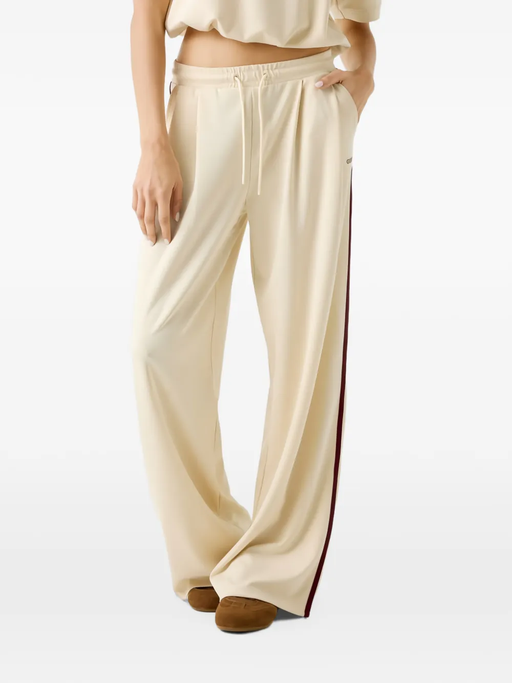 GUESS USA Trainingsbroek met wijde pijpen Beige