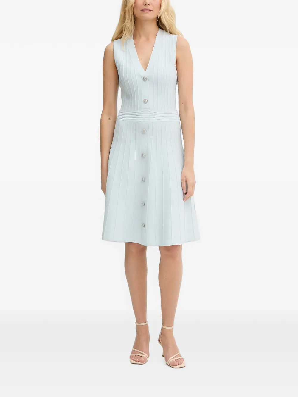 GUESS USA ribbed-knit button-down mini dress - Blue