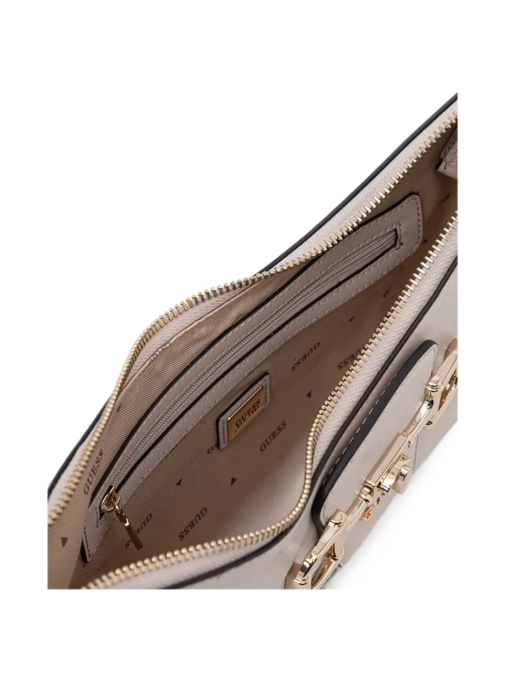 GUESS USA Janie schoudertas met horsebit-detail Beige