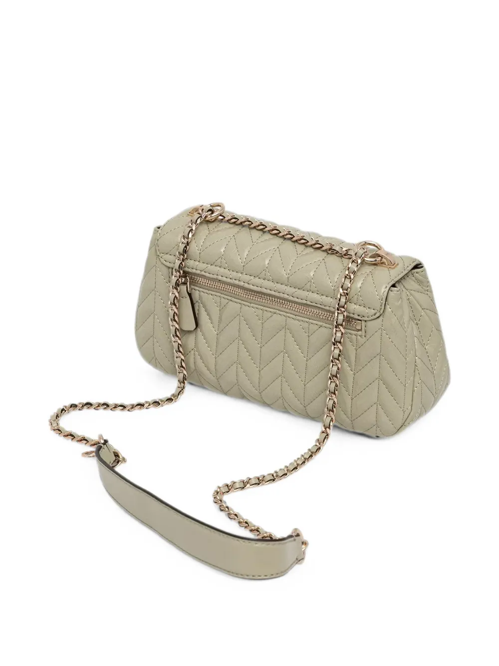 GUESS USA Cheryl gewatteerde leren schoudertas met chevron patroon Groen