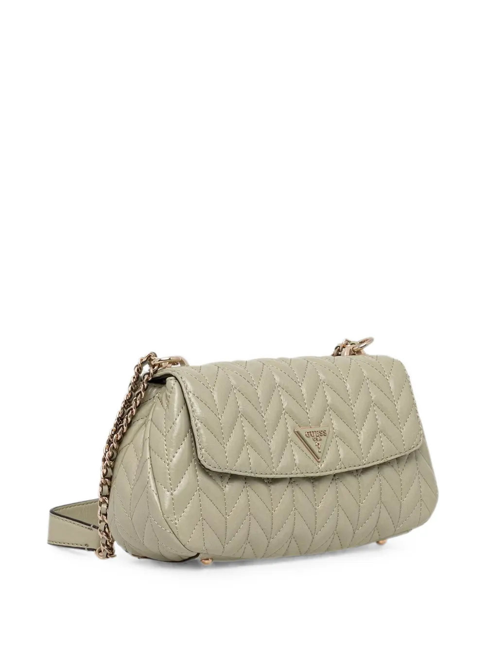 GUESS USA Cheryl gewatteerde leren schoudertas met chevron patroon Groen