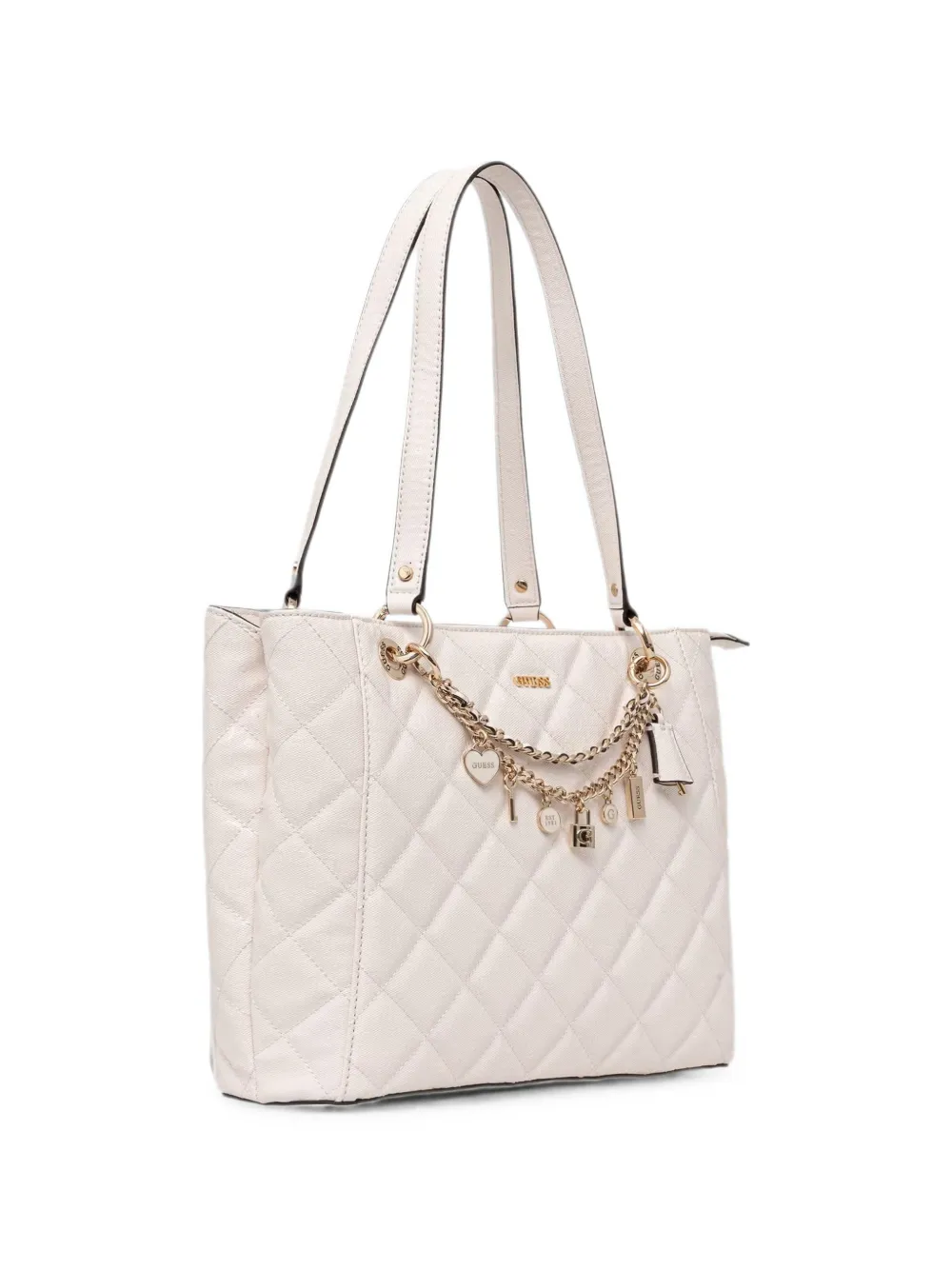 GUESS USA Libby gewatteerde shopper met bedel Beige