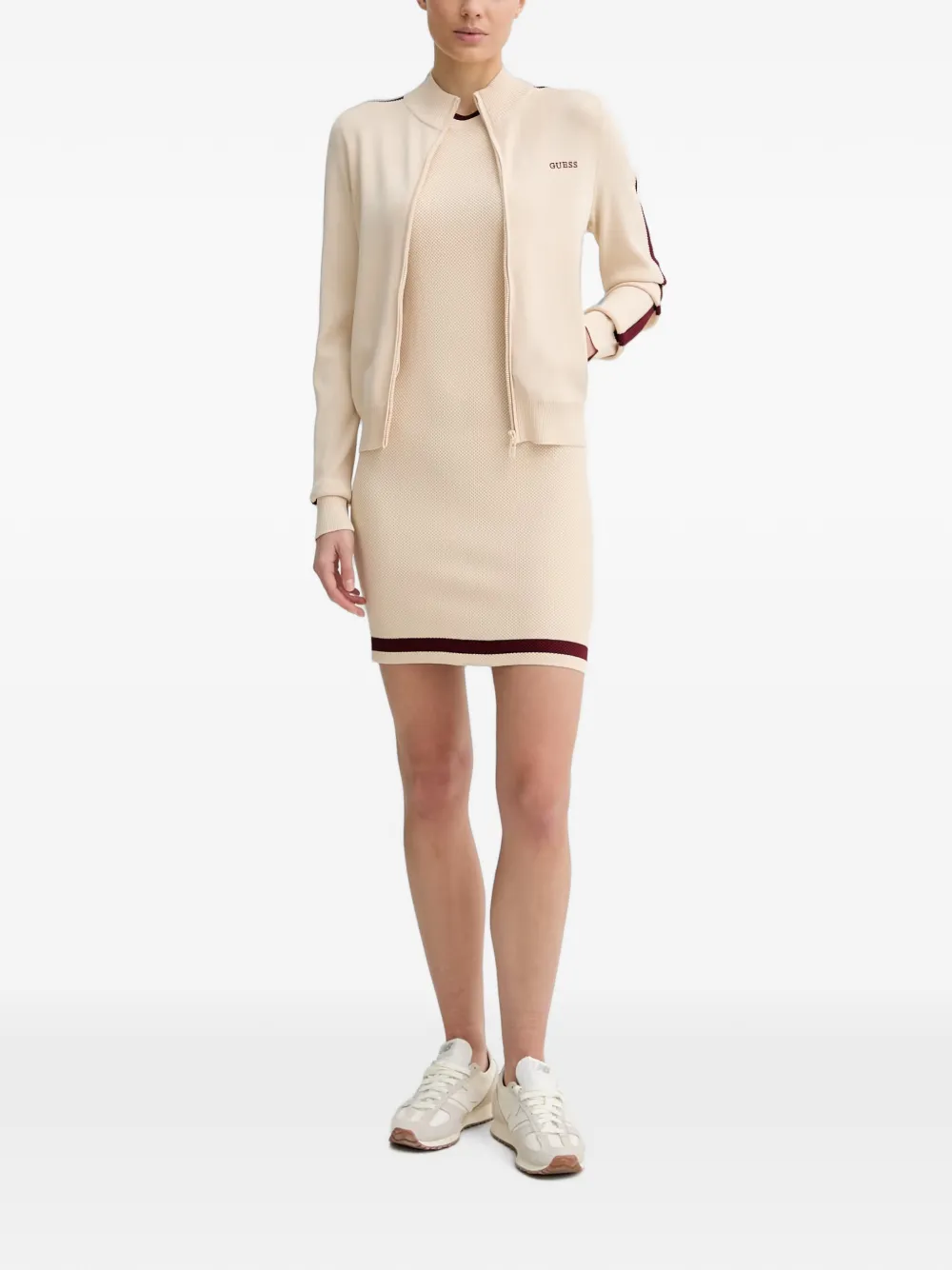 GUESS USA Vest met geborduurd logo en streep Beige