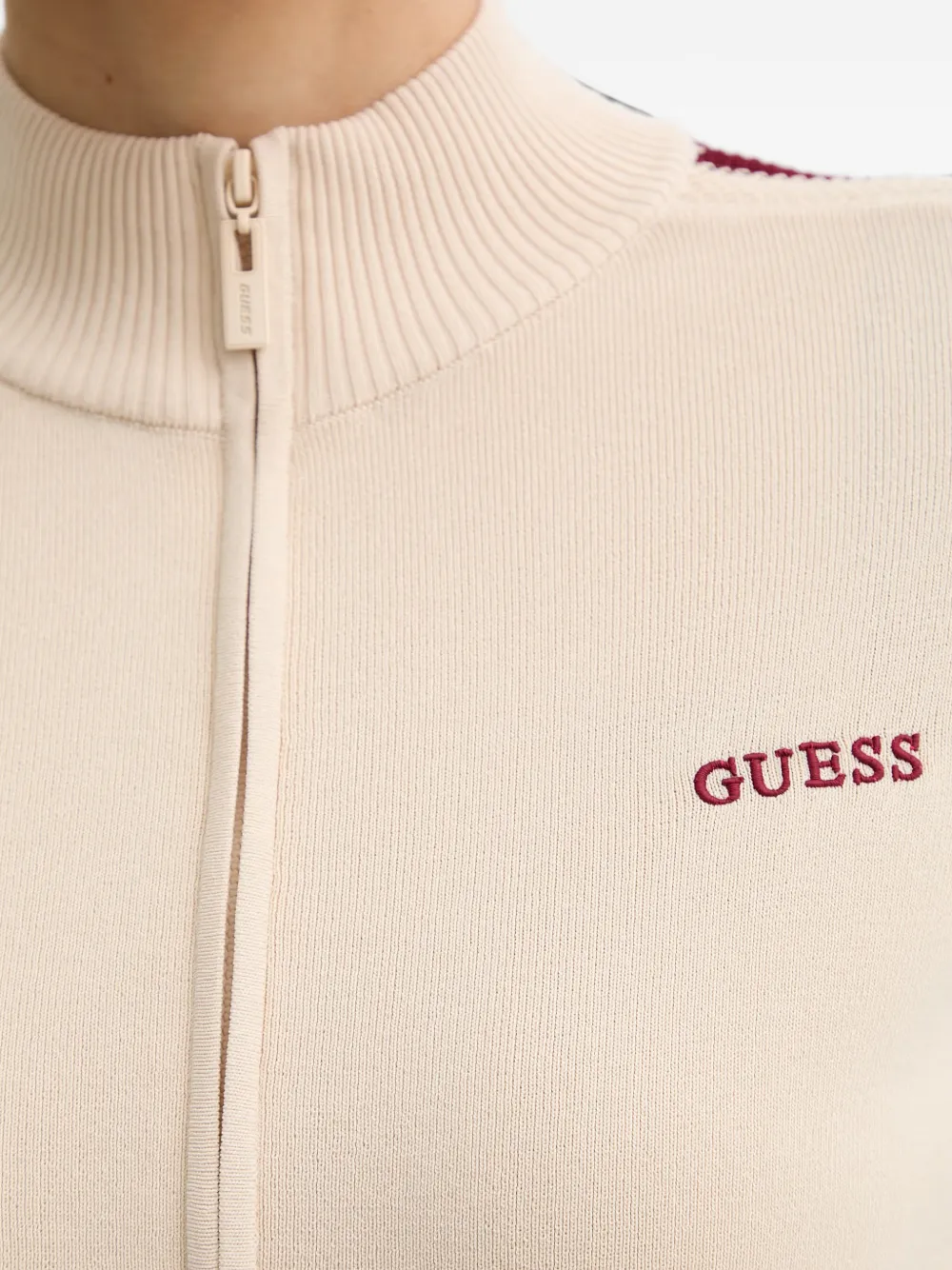 GUESS USA Vest met geborduurd logo en streep Beige