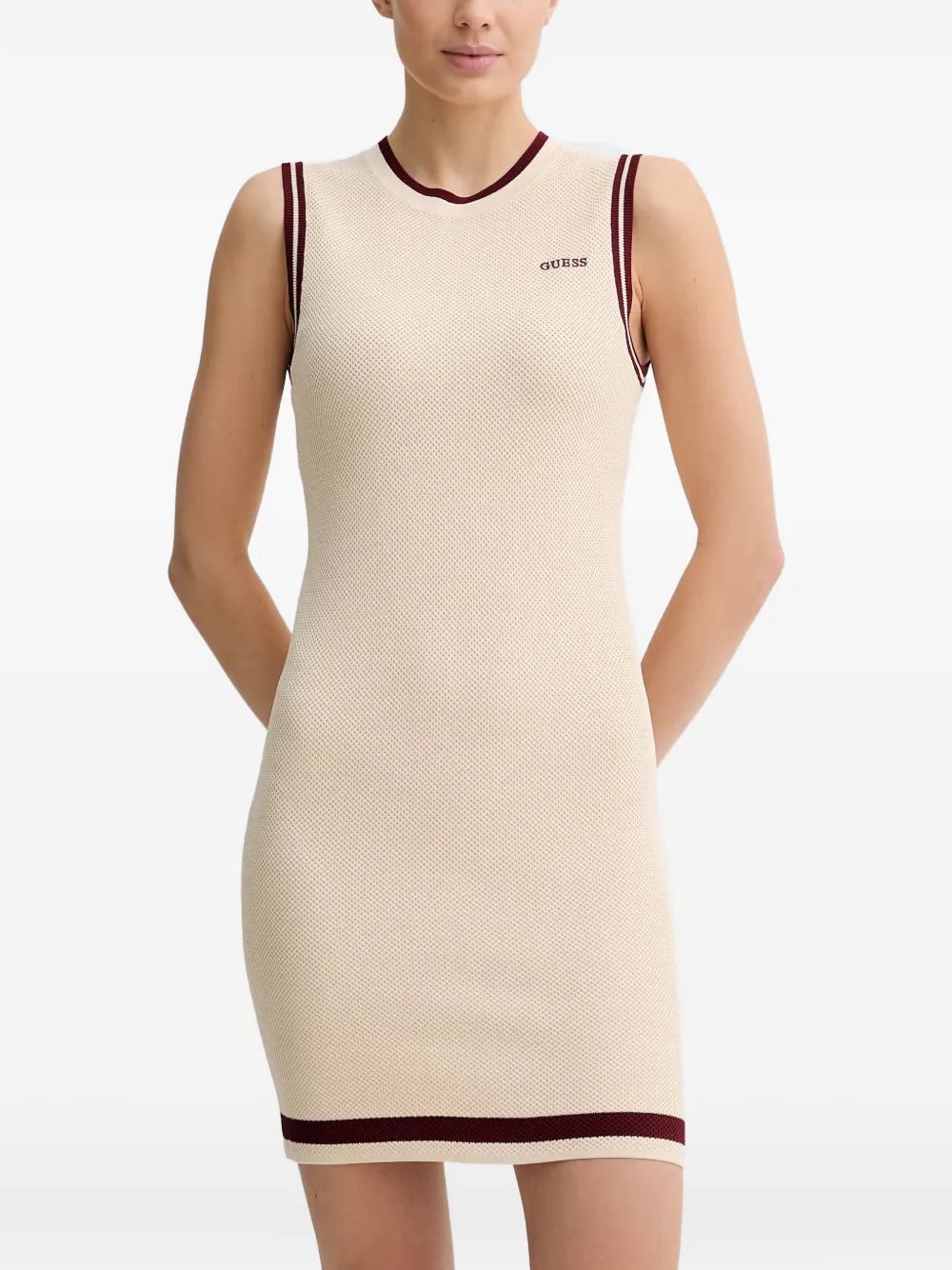 GUESS USA logo-embroidered contrast-trim mini dress - Toni neutri