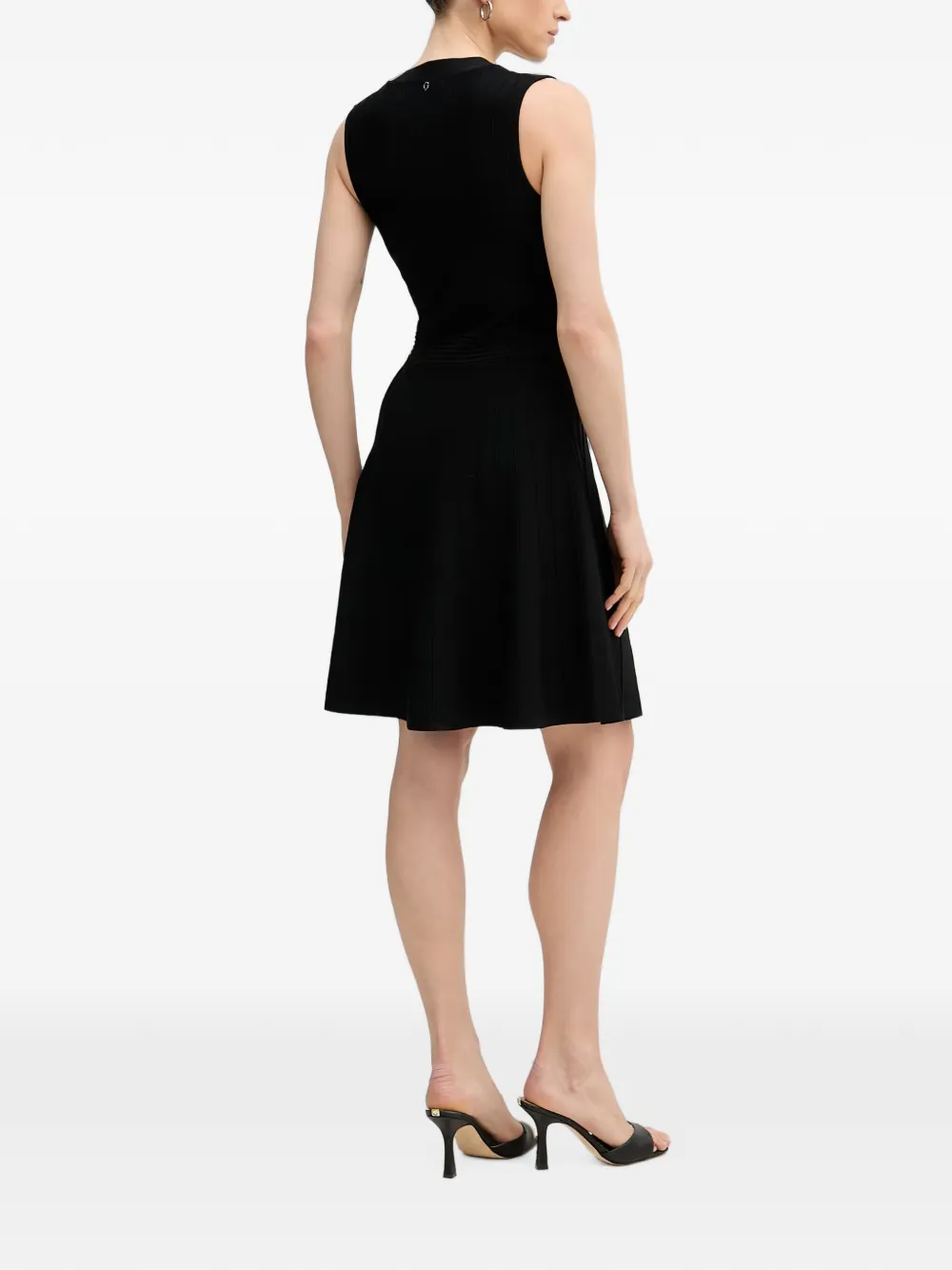 GUESS USA Ribgebreide button-down mini-jurk Zwart