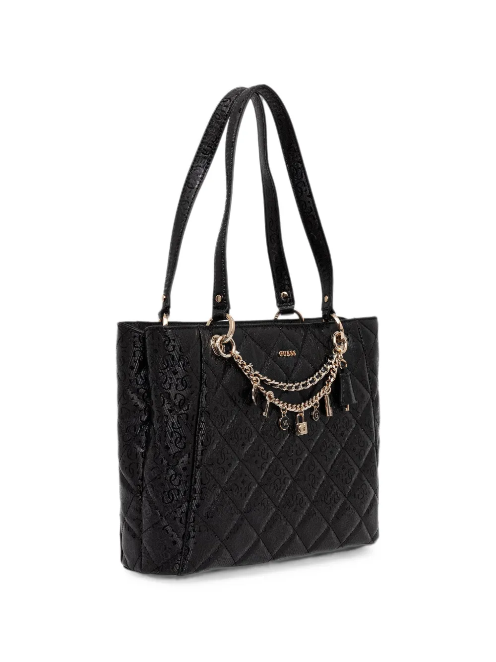 GUESS USA Libby gewatteerde shopper met bedel Zwart