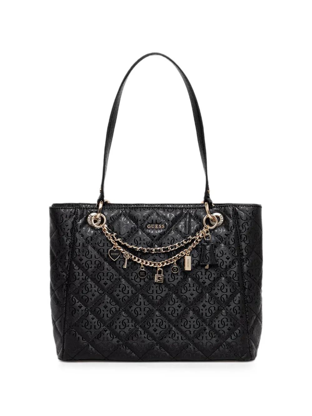 GUESS USA Libby quilted charm-detail tote bag - Nero