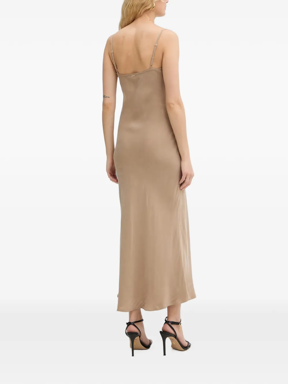 GUESS USA Midi-jurk met spaghettibandjes Beige