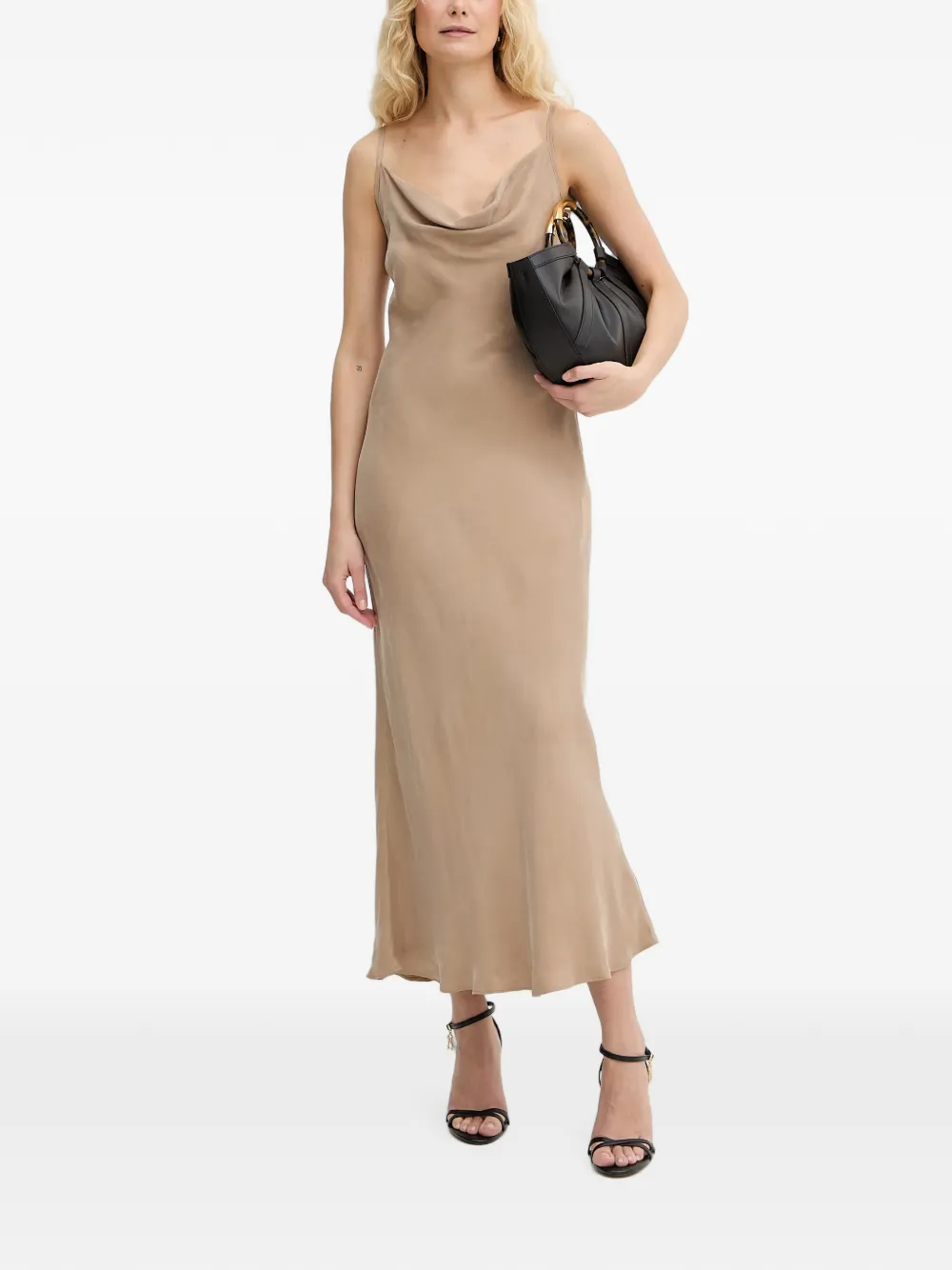 GUESS USA cowl-neck spaghetti-strap midi dress - Toni neutri