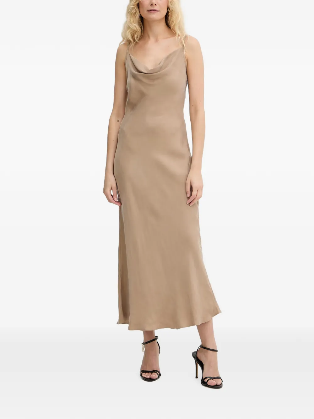 GUESS USA Midi-jurk met spaghettibandjes Beige