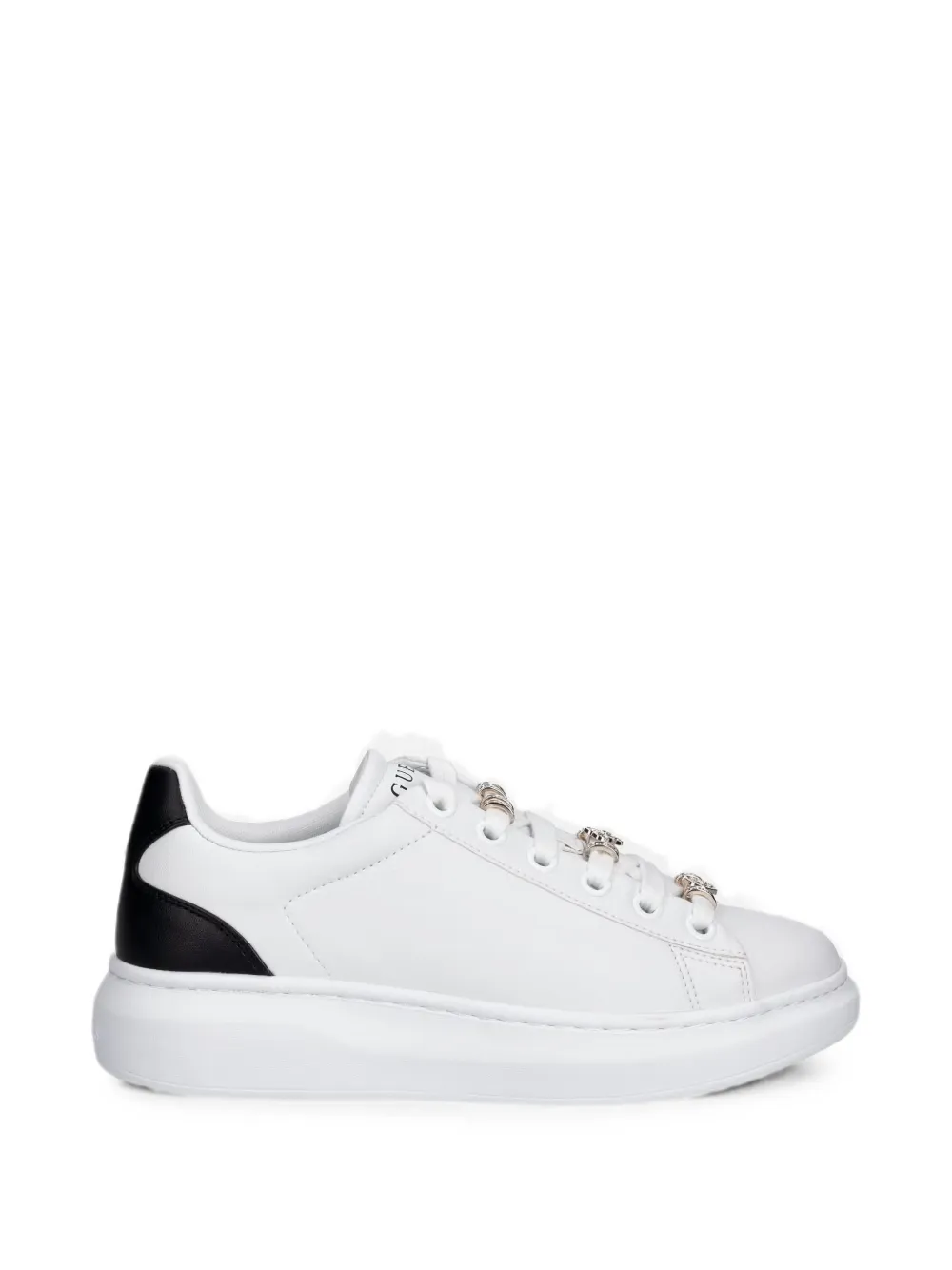 GUESS USA Fiona charm-embellished chunky-sole sneakers Wit