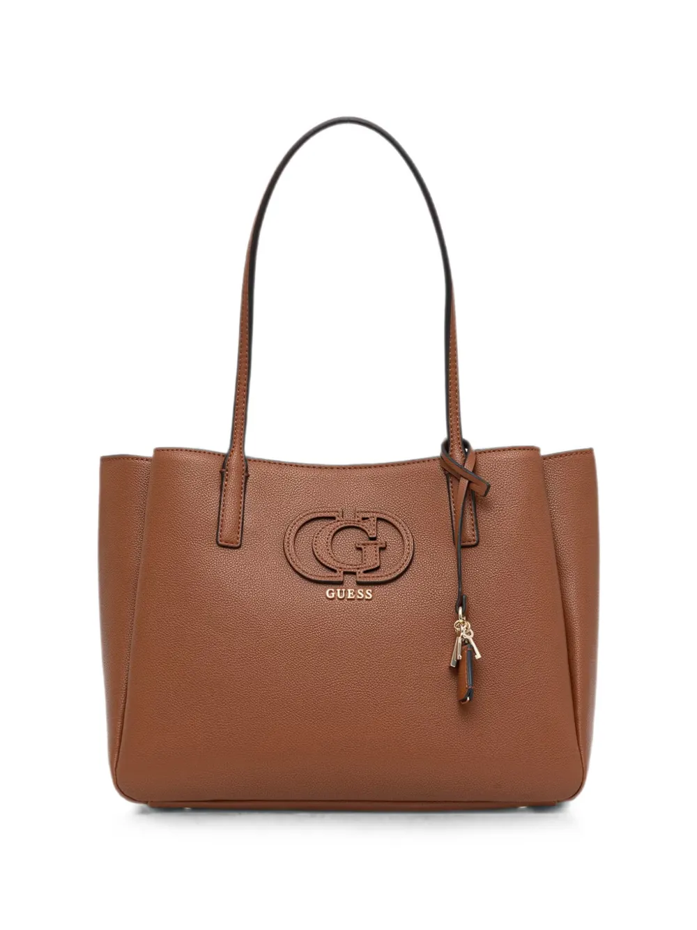 GUESS USA Isola logo-plaque pebbled-effect tote bag - Marrone