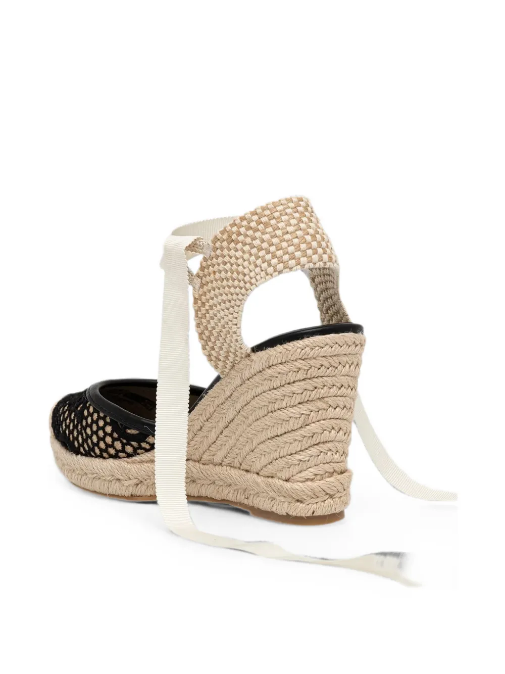 GUESS USA Cheyin lace-panelled wedge espadrilles Beige