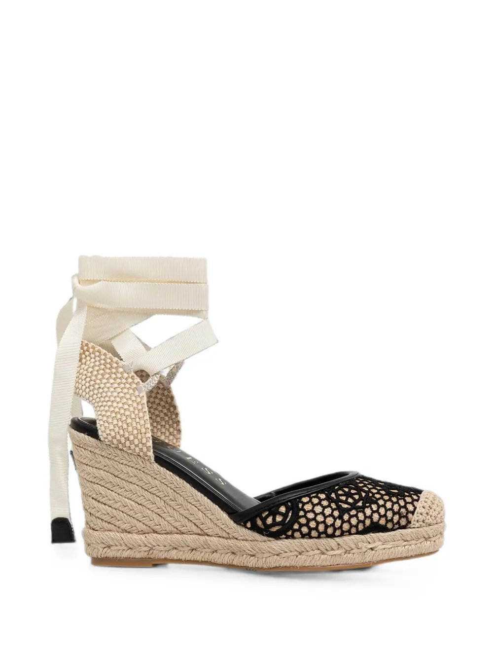 GUESS USA Cheyin lace-panelled wedge espadrilles - Neutrals