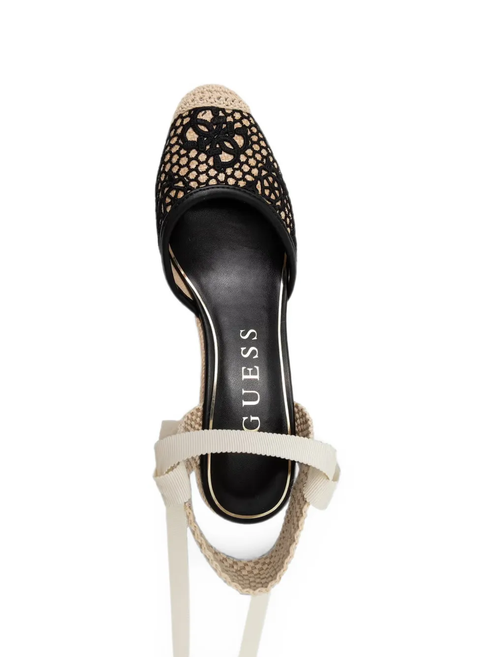 GUESS USA Cheyin lace-panelled wedge espadrilles Beige
