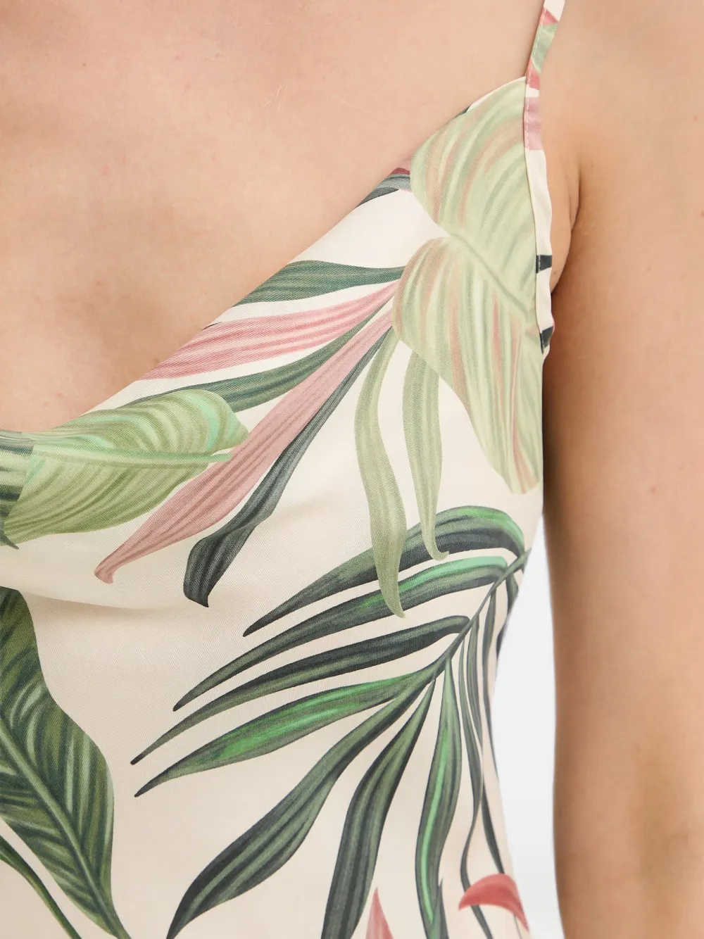 GUESS USA Midi-jurk met bladerprint en col Beige
