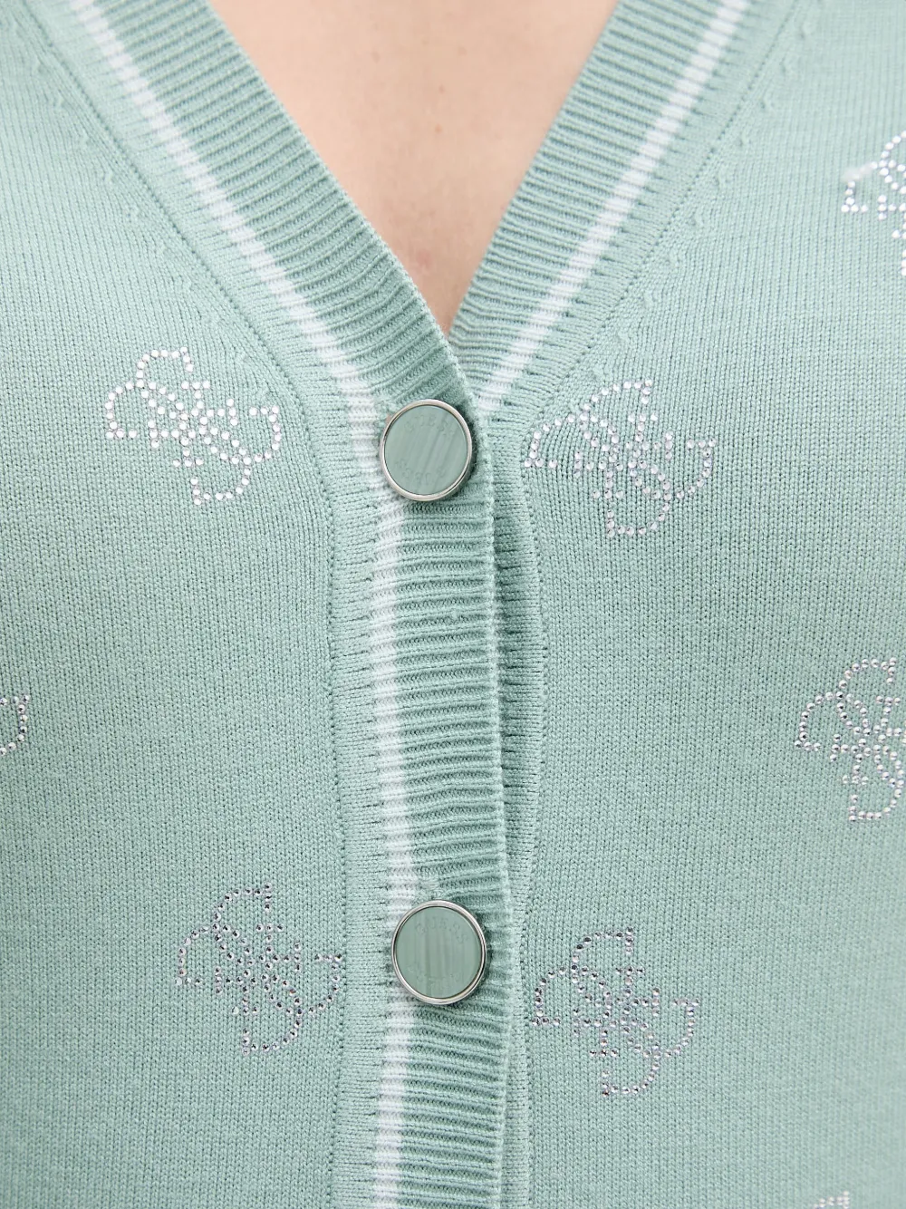 GUESS USA Vest met V-hals en logo van stras Groen