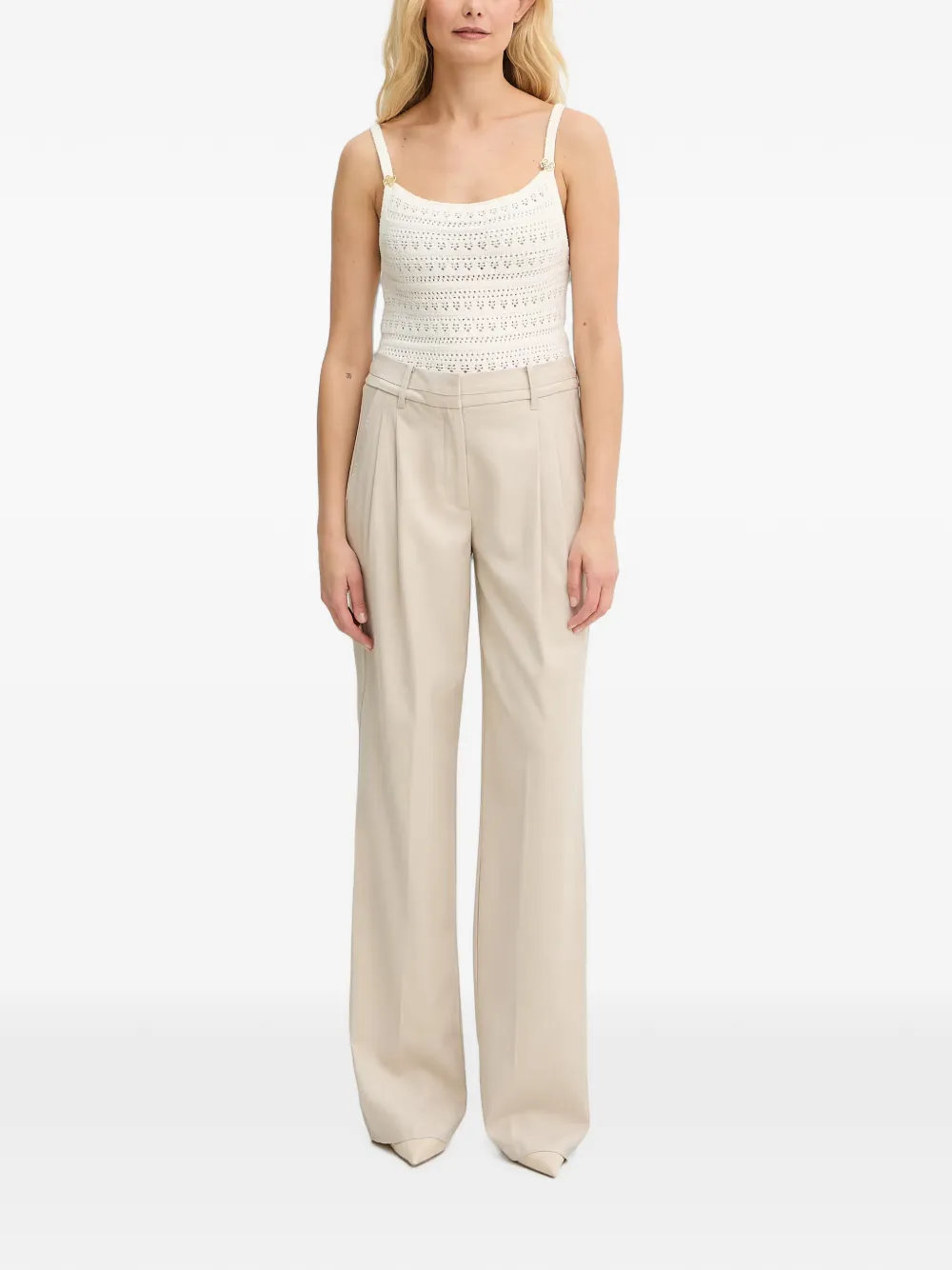 GUESS USA Bruna plooibroek met krijtstreep Beige