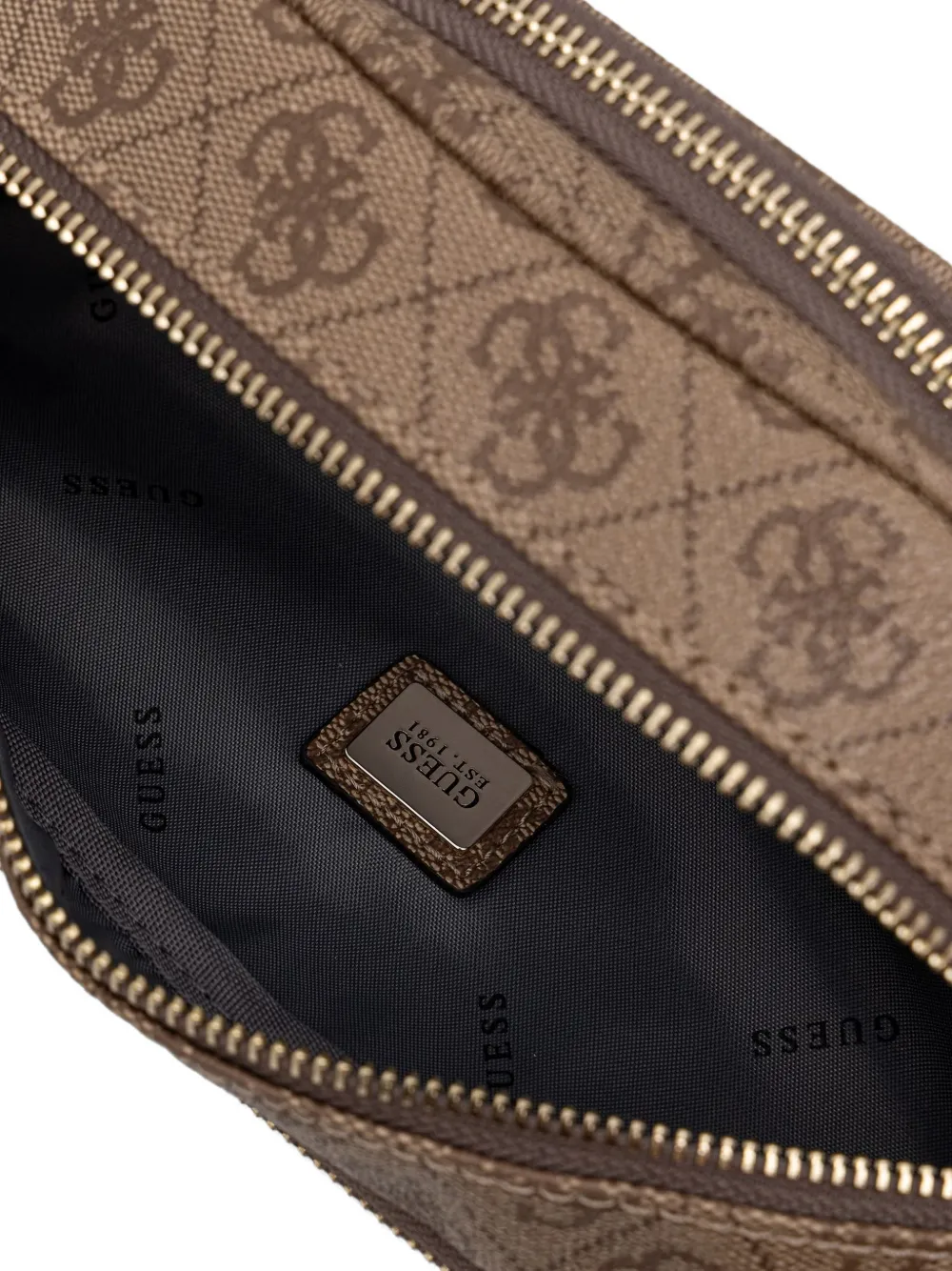 GUESS USA Latona heuptas met monogramprint Beige
