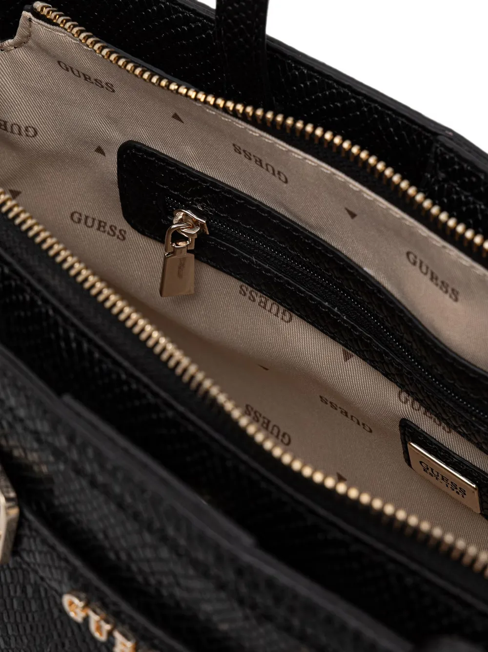 GUESS USA shopper met slangen-effect en gesp Zwart