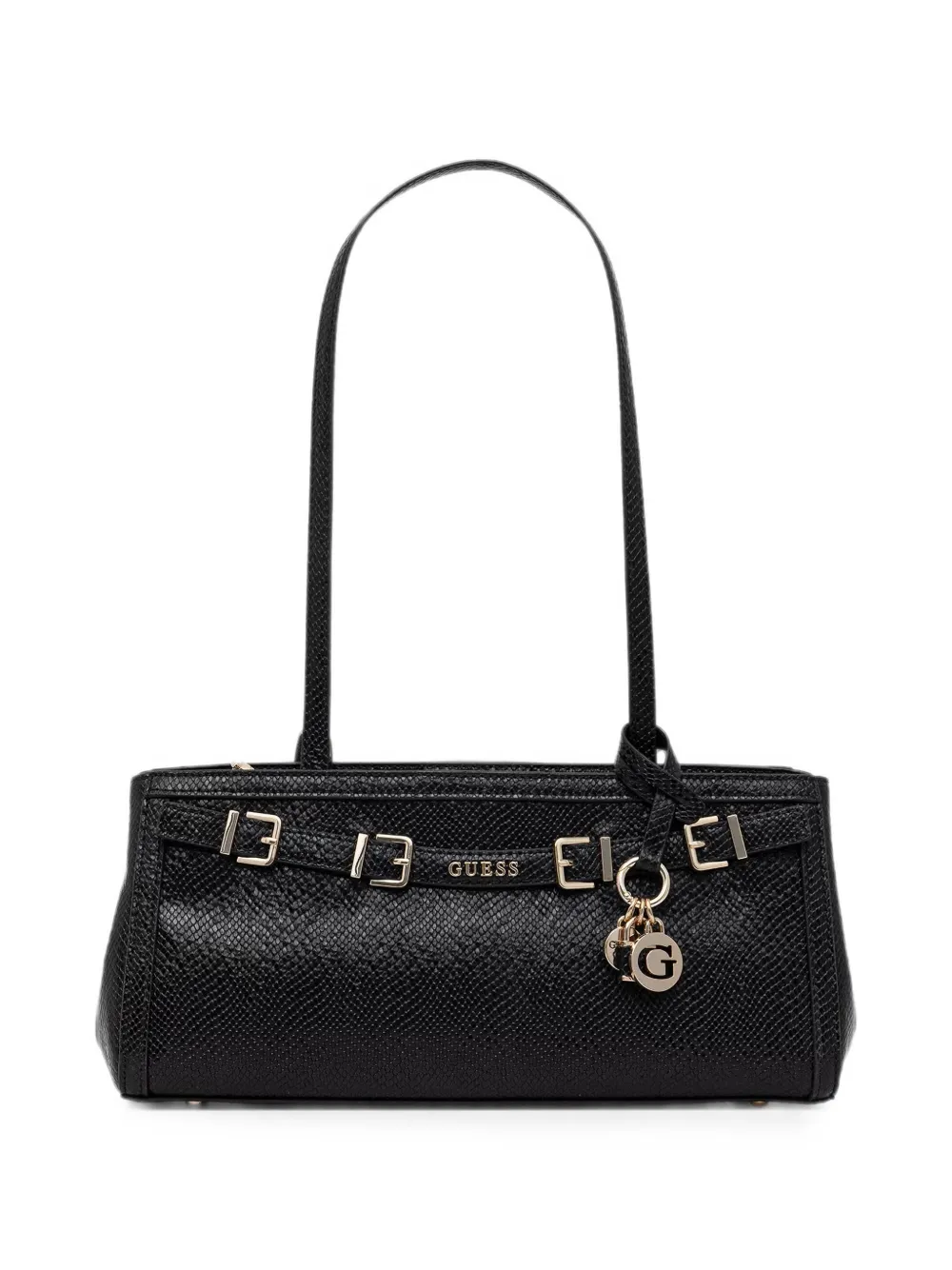 GUESS USA snakeskin-effect buckled tote bag - Black