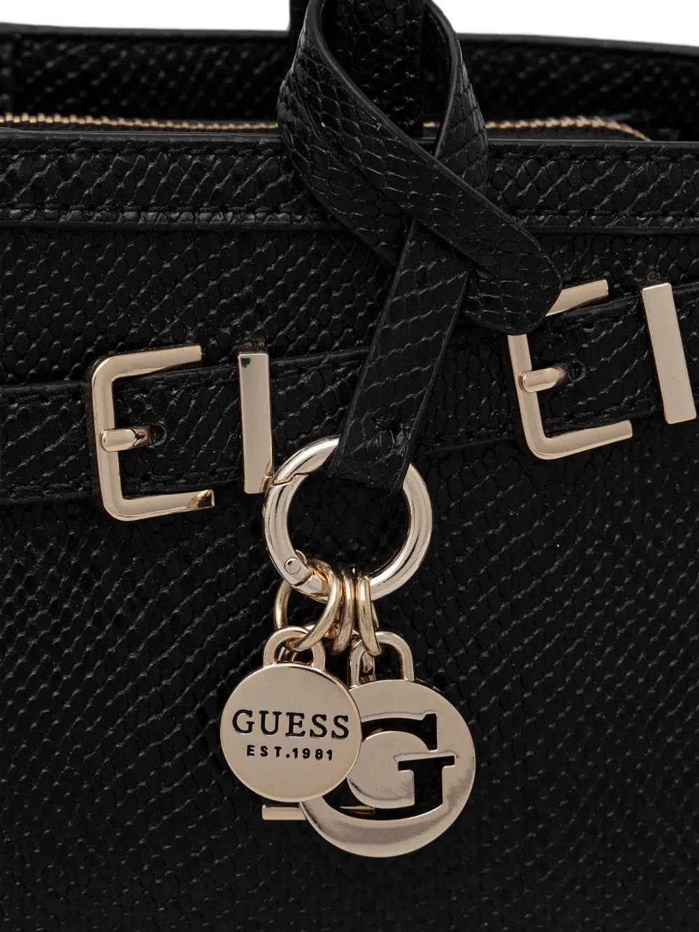 GUESS USA shopper met slangen-effect en gesp Zwart