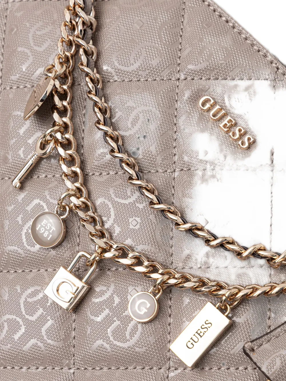 GUESS USA Gewatteerde shopper met logoprint Grijs