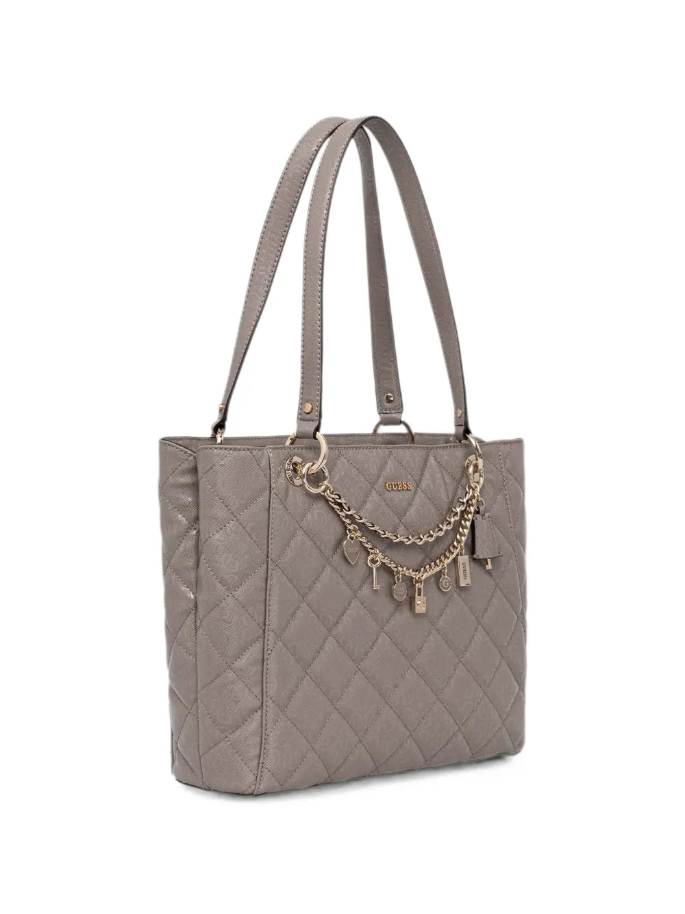 GUESS USA Gewatteerde shopper met logoprint Grijs