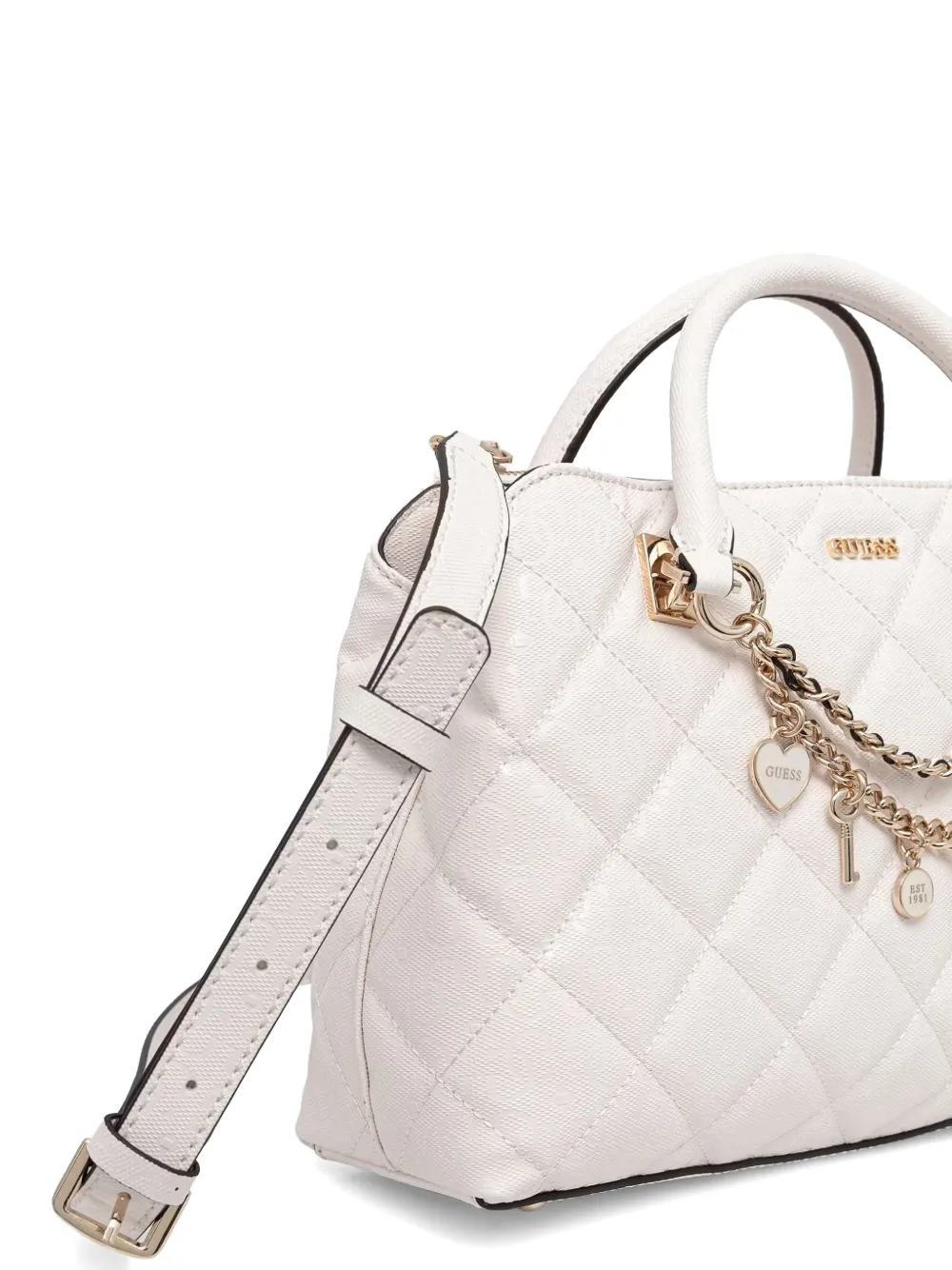 GUESS USA Libby gewatteerde shopper met bedel Beige