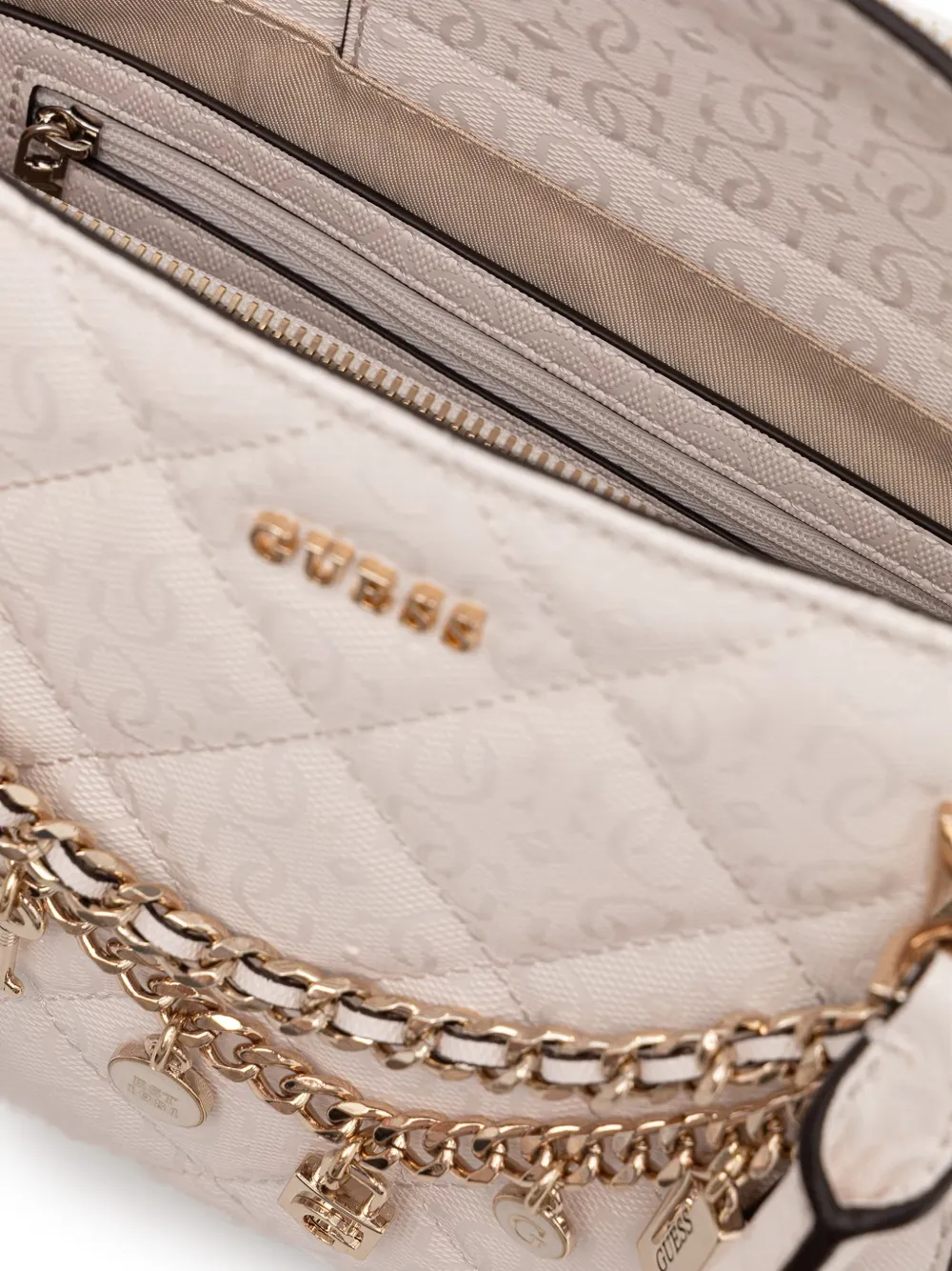 GUESS USA Libby gewatteerde shopper met bedel Beige