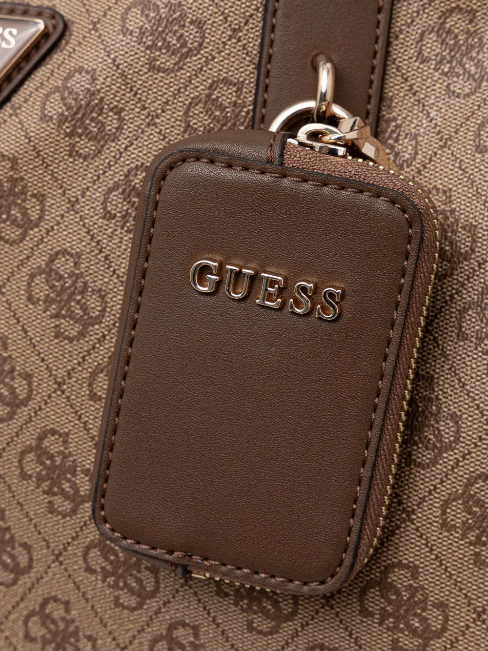 GUESS USA Shopper met logoplakkaat en monogramprint Beige