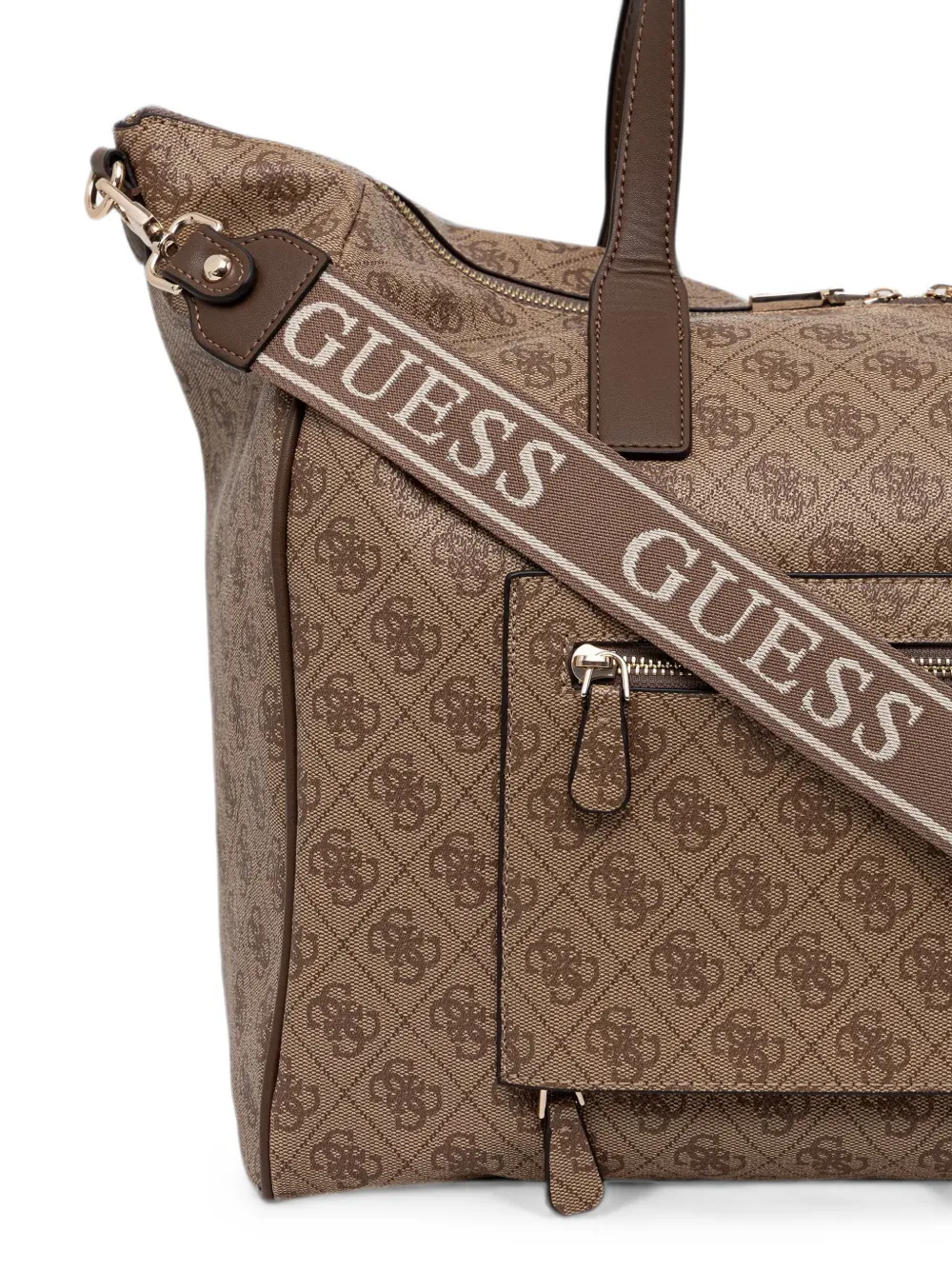 GUESS USA Shopper met logoplakkaat en monogramprint Beige